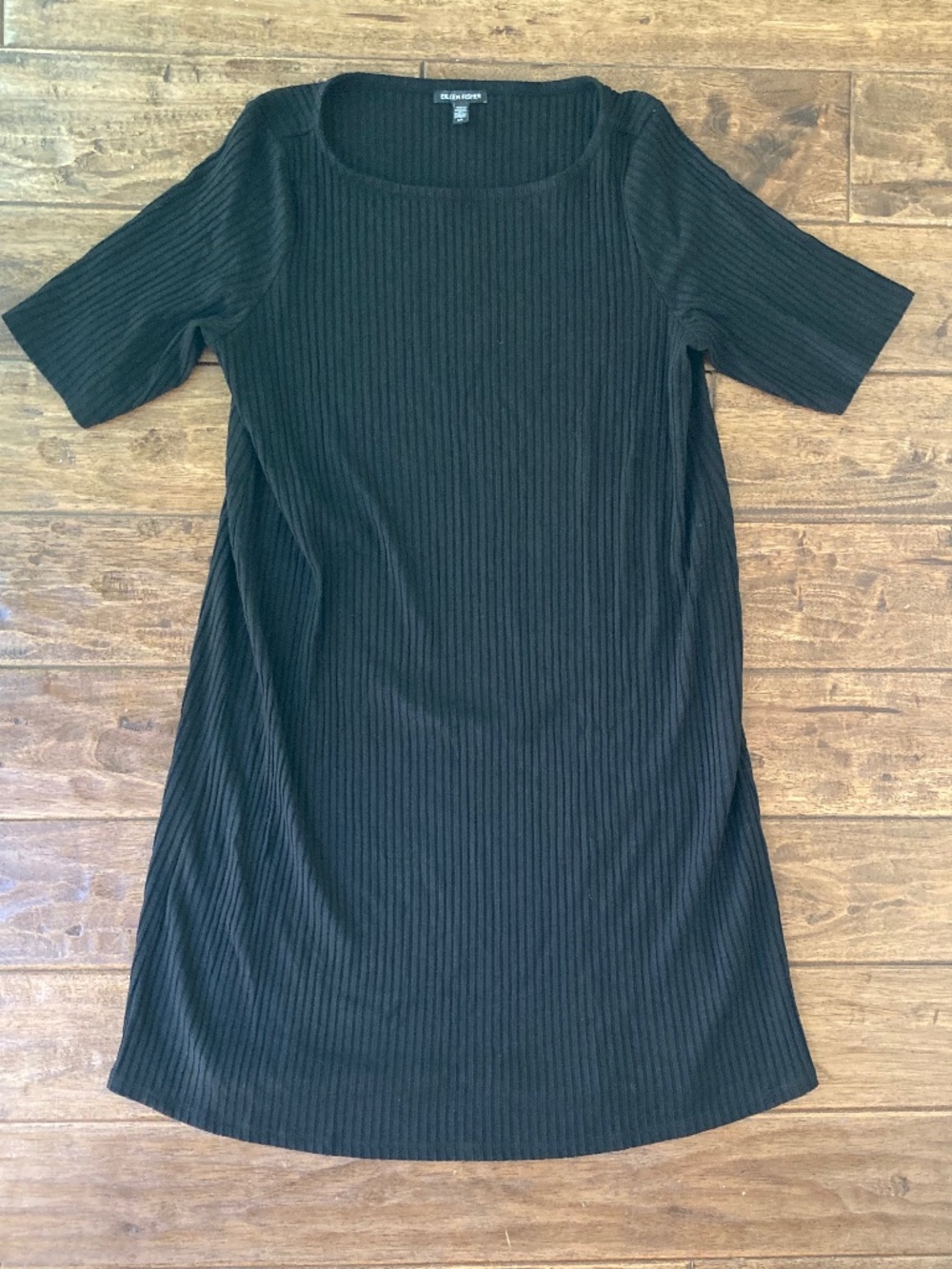 Eileen Fisher Dress Womens Large Ribbed Knit Minimalist Midi Tencel Stretch